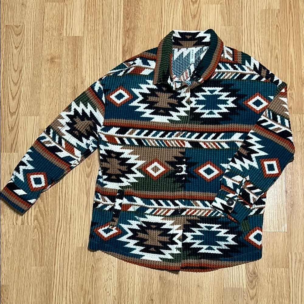 Tribal Patterned Button Down Shirt - image 1